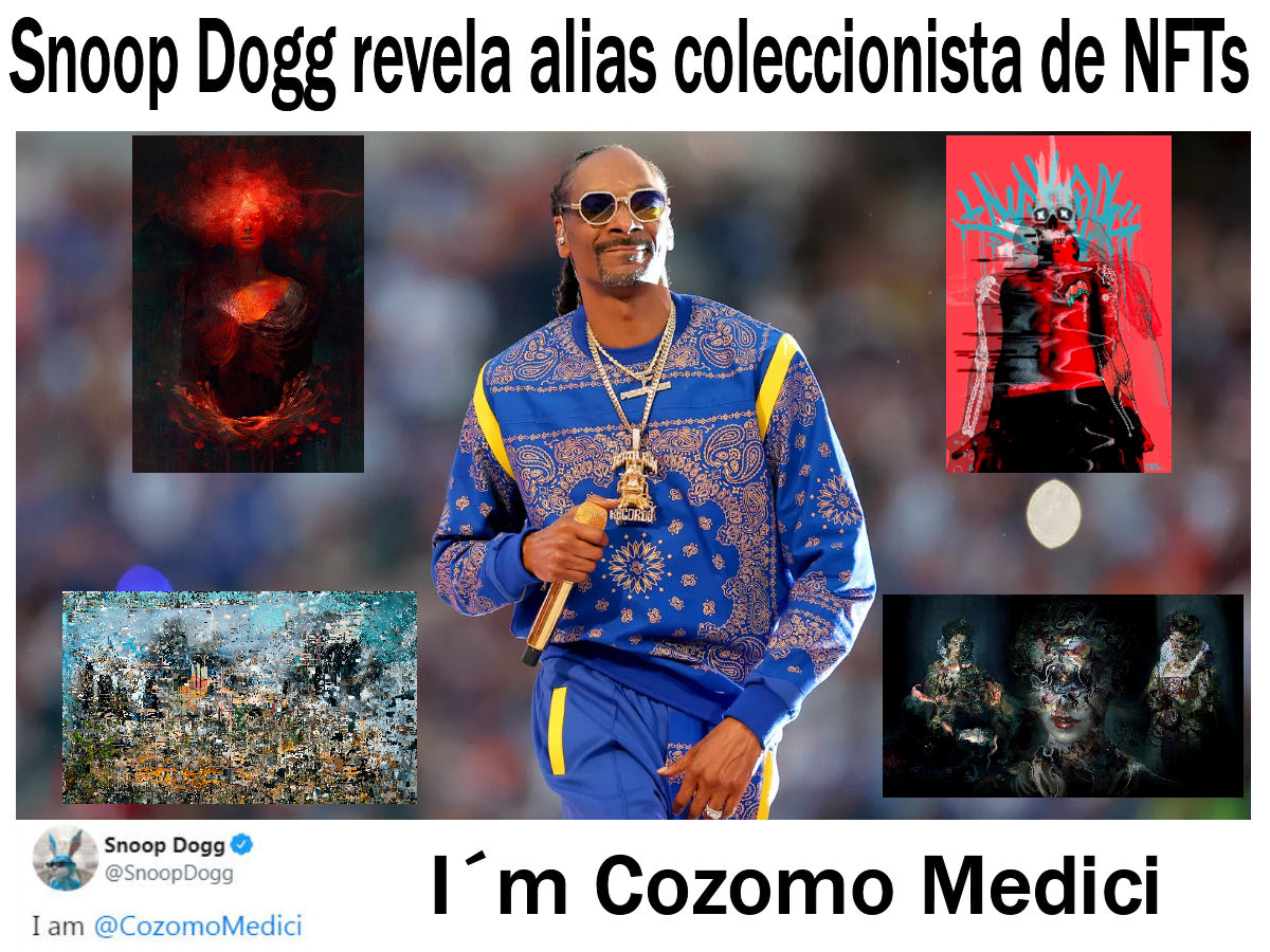 Snoop dogg reveló su alias de twitter Cozomo Medici y su colección de NFTs